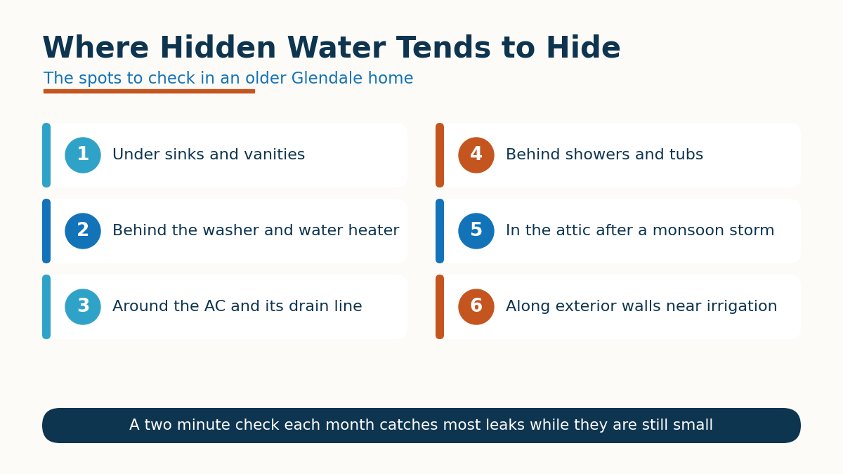 Where hidden water tends to hide in a Glendale home
